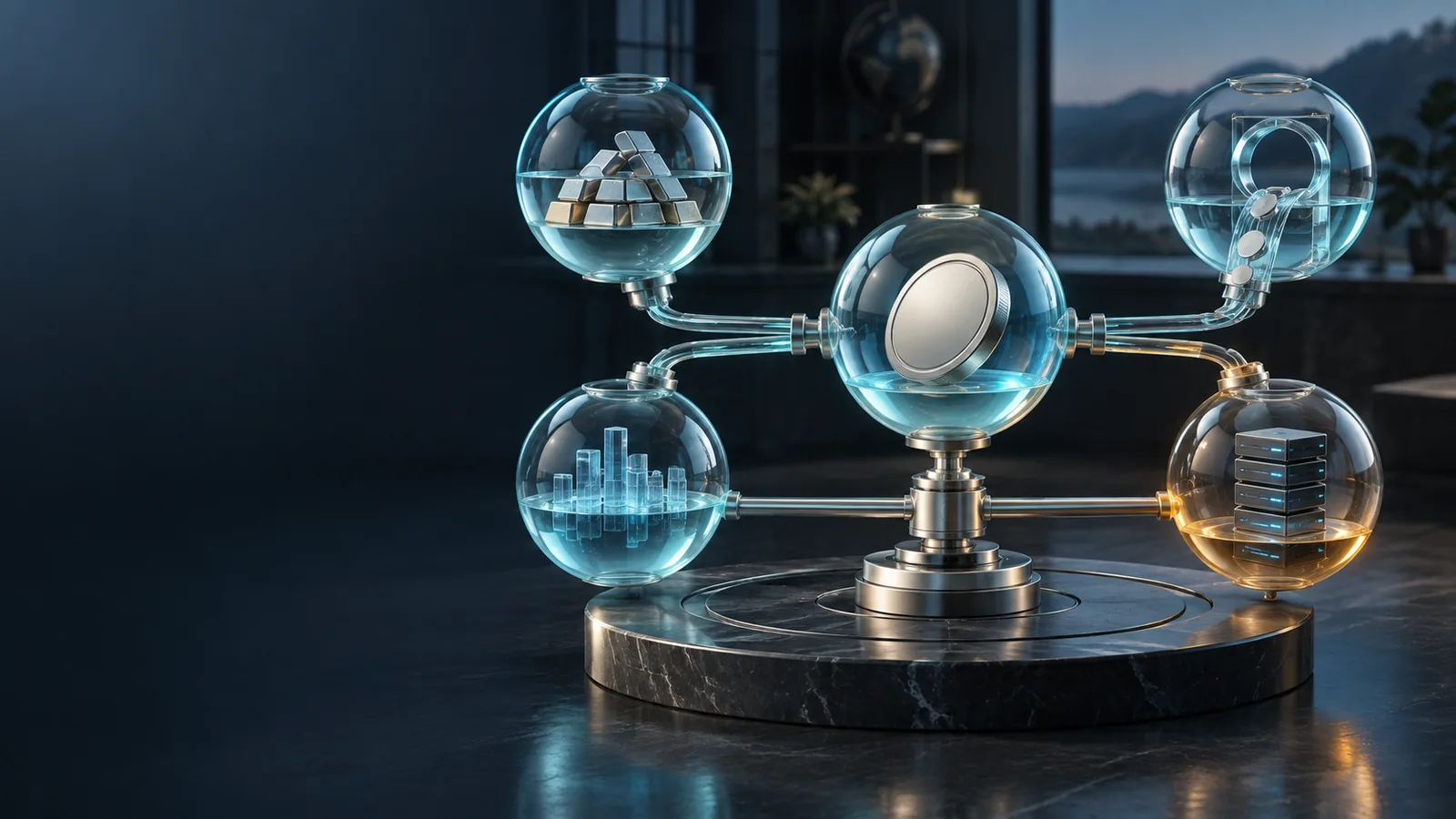 Système transparent reliant réserves, liquidité, rachat et infrastructure autour d’un stablecoin.